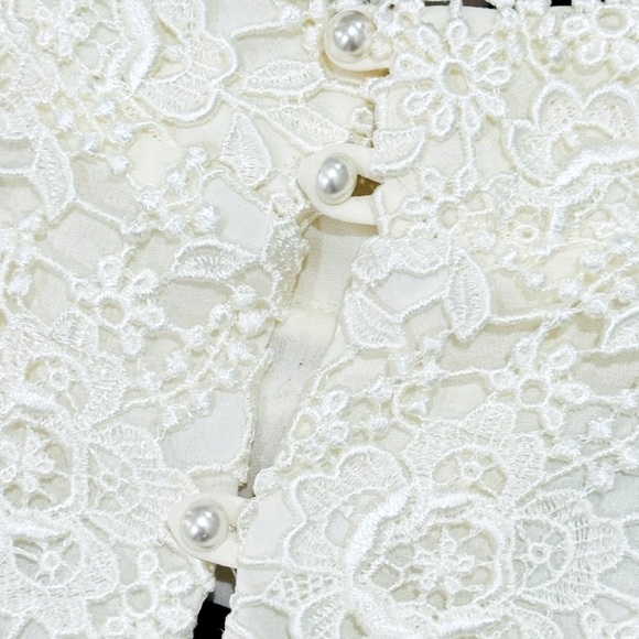 ππΌ URSULA OF SWITZERLAND ULTRA RARE 70s Cream Lace Tan Chiffon Maxi Dress Sz 10 - Picture 4 of 13